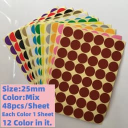 12 Sheets/Pack Mix Color Circle Round Color Coded Adhesive Label Dot Sticker 6mm/8mm/10mm/13mm/16mm/19mm/25mm/32mm/50mm/100mm