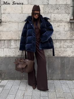 Fashion Glossy Padded Jacket Women's Solid Hooded Long Sleeve Zipper Warm Down Coat 2026 Autumn Winter New Lady Casual Outerwear