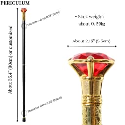 10 Colors Shiny Gold Crystal Gem Top Walking Cane Detachable Vintage Walking Stick Cosplay Party Prop for Men And Women