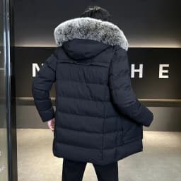 Autumn Winter Main Push Mid Length Solid Color Hooded Cotton Coat For Men Plus Size Korean Style Thick Warm Unisex Youth Trendy