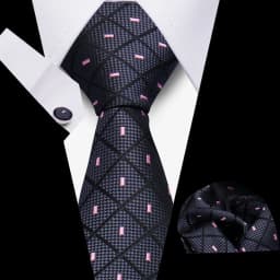Men Business Tie Set Classic Plaid Dot Necktie Cufflinks Stripe Handkerchief For Wedding High Quality Formal Gravata Accessories