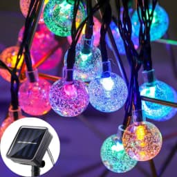 Solar 5/7/12m Outdoor LED Crystal Globe String Light Fairy Light for Garden Wedding Christmas Home Room 2025 Ramadan Decoration