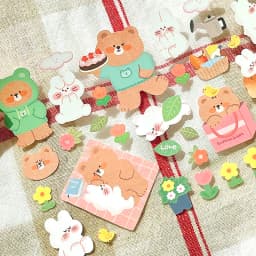 Korean Import Original BONITO Kawaii Rabbit Bear Spring Date Paper Stickers Scrapbooking Diy Journal Stationery Sticker Gift
