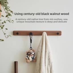 Hanging clothes rack, wall mounted black walnut wood, entrance hall, entrance door, clothes hanger, hat, clothes hook