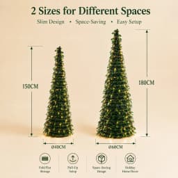 Foldable Artificial Christmas Tree 150cm/180cm with LED Lights Integrated Christmas Tree Family Christmas Party Scene Decoration