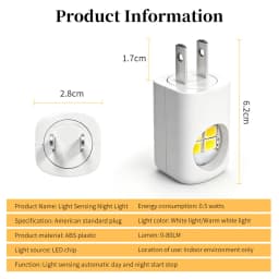 EU/US Plug LED Night Light Dusk to Dawn Night Lamp Auto On Off for Bedroom Bathroom Hallway Kitchen Energy Saving Light Control