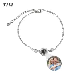 Custom Photo Bracelet Personalized Photo Projection Bracelet Circle Photo Bracelets with Picture Inside for Women Birthday Gifts