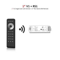 V1 LED Dimmer 12V 24V 36V RS1 4 Zone Single Color LED Strip Dimming Kit Wireless Wifi 2.4G RF Remote Control Push Switch Dimer