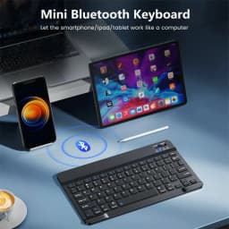KEBIDUMEI Bluetooth Mini Keyboard 10 inch Backlit Ultrathin Keyboard Rechargeable Mute Click Office Keypad Computer Accessories