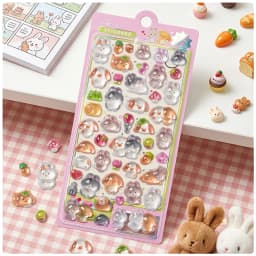 1 pc/4 pcs Cartoon Friend Bear Rabbit Drop 3D Stickers Scrapbook Decor Stationery DIY Journaling Sticker School Office Supplies