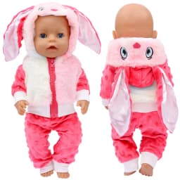 38cm doll clothes for 43cm Bebe doll boy clothes pants blue elephant set for 17" doll fur pajama