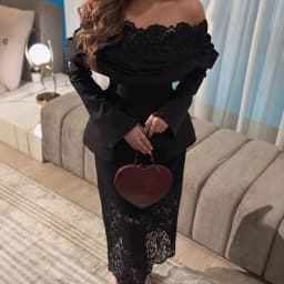 LGRQ 2026 Slash Collar Spring And Autumn Flare Sleeves Slim High Waist Women's Sexy Bodycon Off-Shoulder Lace Evening Dress