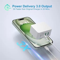USB C Charger, 40W 4 Port USBC Plug Fast Charger Multi AC Dual Port PD+QC Type C Adapter for Phone, iPad, Samsung Galaxy