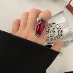 Personality Exaggeration Vintage Red Garnet Stone Thai Silver Ladies Engagement Rings Jewelry For Women Birthday Gifts No Fade