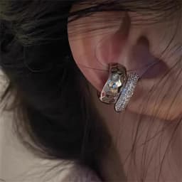Fashion Zircon Double-layer Ear Cuff No Piercing Earring 2024 Trendy Punk Unique Metal Geometric Ear Clip for Women Jewelry