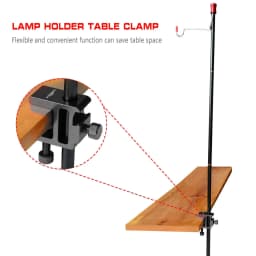360 Degree Rotation Table Mount Clamp Aluminum Alloy Lantern Stand Clip Adjustable Height Camping Lamp Pole Table Clip for Table