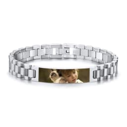 Personalized Engrave Photo Text Bracelet for Men Wristband Stainless Steel Bangle Engraving Color Printing Picture Couple Gifts