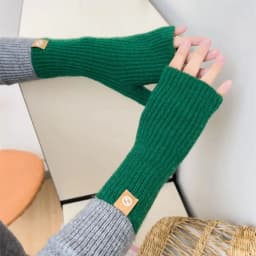Women's Solid Color Knitted Warm Gloves Simple Outdoor Riding Half Finger Stretch Gloves Touch Screen Open Finger Winter Mittens
