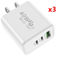USB C Charger 40W Mobile Phone Type-C PD Fast Charging High Speed Quick Charge 3.0 Wall Adapter Multiple Ports for iPhone Xiaomi