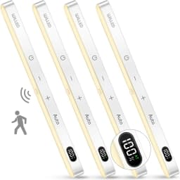 WILLED Warm Light Motion Sensor Cabinet Light Battery Display 60 LED Touch Light Bar Wireless Rechargeable Battery Night Light
