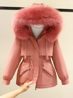 Women's down Cotton Jacket Short Thickened Winter New Style Fleece Lined Parka Korean Version Loose Cotton Coat