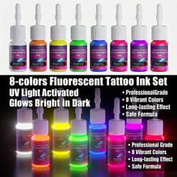 DM Fluorescent Tattoo Ink Set 8PCS 5ml Professional Tattoo Pigment Tattoo Painting Tattoo Supplies Professional Supply