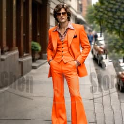 Vintage 3 Piece Men Suit Peak Lapel Single Breasted Tuxedo 70s Disco Groom Custom Bespoke Male Retro Stage Formal Costume Wear
