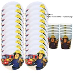 Fireman Sam Theme Happy Birthday Party Supplies Background Banner Paper Cup Plate Napkins Kids Boys Favor Balloons Decorations