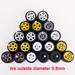 10 Sets 1/64 Alloy Car Wheels Pack Tires Diameter 9.8mm/11mm/12mm/13mm/14mm for Hot Wheel/Matchbox/Domeka/Tomy 1:64 Car Model