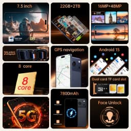 K-Touch Mobile Phones A17 Pro Max Android 15 Cell Phone 7.3 Inch Smartphone 16+48MP Camera 5G Dual Card Dual Standby 7800mAh Global Version Cellphones