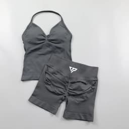 Keep That Pump 2 Piece Sets Shorts Top Women's Outfits Yoga Sets Gym Sets High Quality Seamless Lace-Up Bra Scratch Sports Sets
