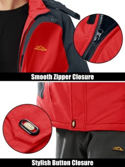 MAGCOMSEN Men's Ski Jacket Winter Warm Wool Parka Warm Thick Coat Windproof Rainproof Snowproof Hiking Men's Snowboard Jacket