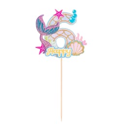 0-9 Digital Glitter Mermaid Tail Cake Topper Little Mermaid Party Cupcake Toppers Happy Birthday Cake Decor DIY Baking Supplies