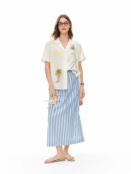 DUSHU 2026 Summer Women's High Waist A-Line Skirt with Elasticized Waist and Relaxed Fit for Daily and Summer Wear