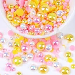 Mix Color AB Half Round ABS Beads Pearl Flatback Bead For DIY Nail Decor Jewelry Making F0104