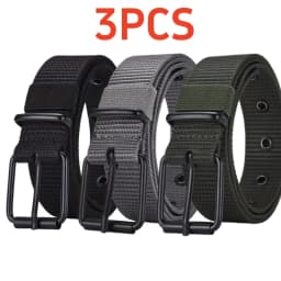 3pcs Men's Casual Canvas Belt, Golf Belt, Durable Outdoor Sports Pants Belt, Jeans Belt, Suitable for Daily Leisure and Sports