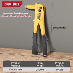20Cr Steel Jaw One-Hand Rivet Gun Quick-Change 4 Nozzles 2.4/3.2/4/4.8mm Pop Riveter Heavy Duty Blind Rivet Tool Sheet Metal