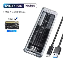 M2 SSD Case NVME SATA SSD Enclosure USB A to C Transparent 10Gbps Solid State Drive External Adapter Support UASP for M/M+B Key