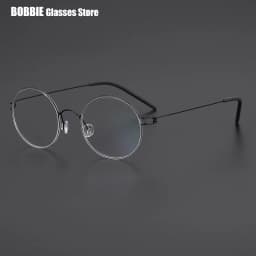 Denmark Design Small Round Glasses Frame Screwless Ultra Light 4g Air Pure Titanium Eyeglasses Men Retro Rim Eyewear Korea Style