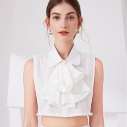 Ruffled Bows Tie Decorative Fake Collar Ladies Detachable Sweater Half Shirt High Collar For Women Girls