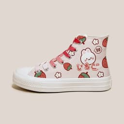 Amy and Michael Cute Girls Students High Top Canvas Shoes Lovely Anime Hand Painted Plimsolls Woman Vulcanize Shoes