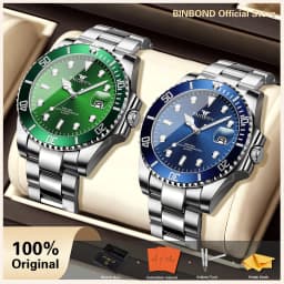 BINBOND Quartz Watches For Couples And Friends Orginal Design Auto Date Stainless Steel Durable Men's Watch Luxury Reloj