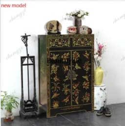 N138Solid wood light luxury shoe cabinet small apartment household door simple modern living room retro entrance cabinet
