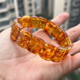 Yoowei 100% Real Amber Bracelet for Unisex Genuine Black Bead Irregular Natural Plant Medical Healing Jewelry Gift Wholesale