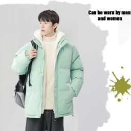 Man Winter Jacket Loose-fit Thickened Warm Cotton Coat Fleece Hood Men Trendy Cotton Padded Jacket Fake Two-piece Pink Couple