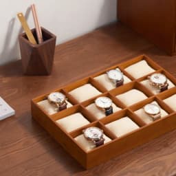 Oirlv New Retro Solid Wood 12 Grids Jewelry Display Tray Watch Bangle Organizer with Microfiber Jewelry Shops Display Props