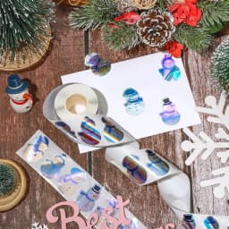 500Pcs Winter Snowman Stickers Roll Holographic Laser Stickers Xmas Cartoon Decals for Kids Envelope Journal Decor Party Supply