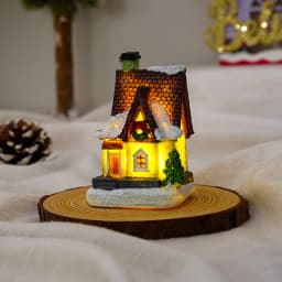 AlliLit Christmas Decoration 2026 New Year Night Light LED Snow House Sculpture Home Resin Crafts Xmas Ornaments Gift