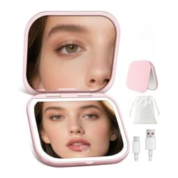 Makeup Mirror with Lights, 1X/10X Magnification Double Sided Portable Foldable Lighted Travel Mirror 3 Color Lighting for Gifts