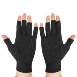 2pcs Black Half Finger Compression Gloves for Osteoarthritis Arthritic Joint Pain Relief Gloves Healthcare Gloves for Men Women